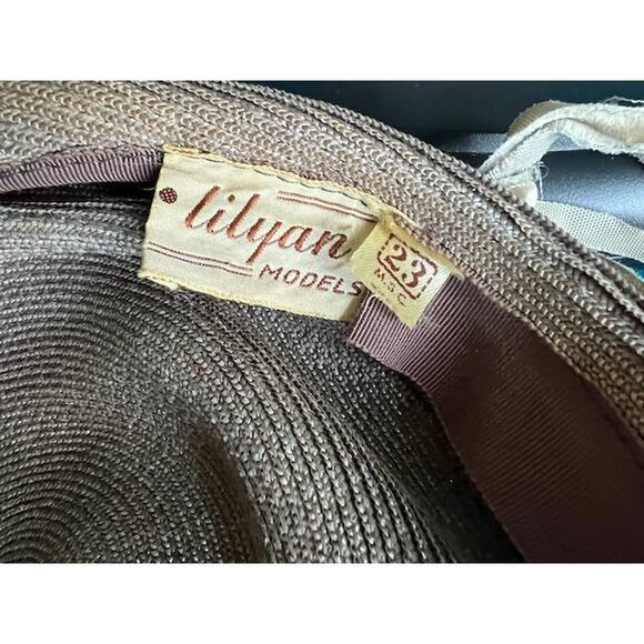 hat straw beret gray pearl detail - Picture 7 of 8